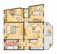 Grundriss-Möbeliert mit KI - Ruhig wohnen, zentral leben – 4 Zimmer mit Charakter, großem Balkon & Stellplatz im Innenhof